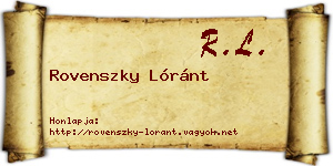 Rovenszky Lóránt névjegykártya