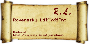 Rovenszky Lóránt névjegykártya